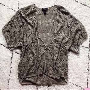 Hooked Up by IOT Lightweight Knitted Cardigan Size Medium Tie Closure Knit Shrug